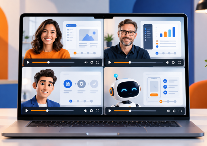 Ejemplos de avatares humanos y animados para videos tutoriales con IA